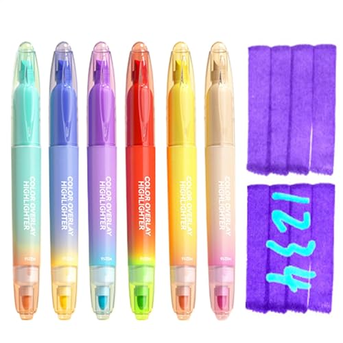 Zubehors 6 Stück Textmarker Pastell, Tip Writable Highlighter Pen, Marker Für Aesthetic Stuff Clean Girl, Marker Stifte For Bibel Marker Book Annotating Tabs School Supplies Bürobedarf von Zubehors