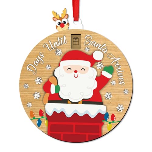 Zubehors Weihnachtsbaum-Holzornament, verschiebbarer Countdown bis Weihnachten-Ornament - Holz-Countdown-Kalender-Anhänger - Weihnachtselement-Dekorationswerkzeug für Bücherregal, Kamin, Fenster, von Zubehors