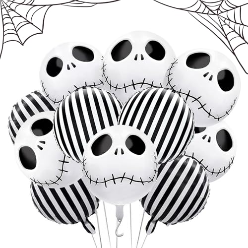 Zueyen 10 Stück Halloween Ballons, Halloween Deko Luftballons, Halloween Party Ballons für Kinder, Halloween Gruselige Party Deko, Großen Totenkopf ballons von Zueyen