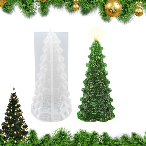 Zueyen Silikonformen Gießformen Weihnachten, Tannenbaum Kerzenform, Resin Silikon Form Für Duftkerzen, Ornamente, Geschenke (Blasen-Weihnachtsbaum) von Zueyen