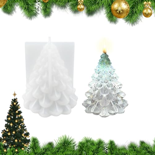 Zueyen Silikonformen Gießformen Weihnachten, Tannenbaum Kerzenform, Resin Silikon Form Für Duftkerzen, Ornamente, Geschenke (Dreidimensionaler Weihnachtsbaum A) von Zueyen