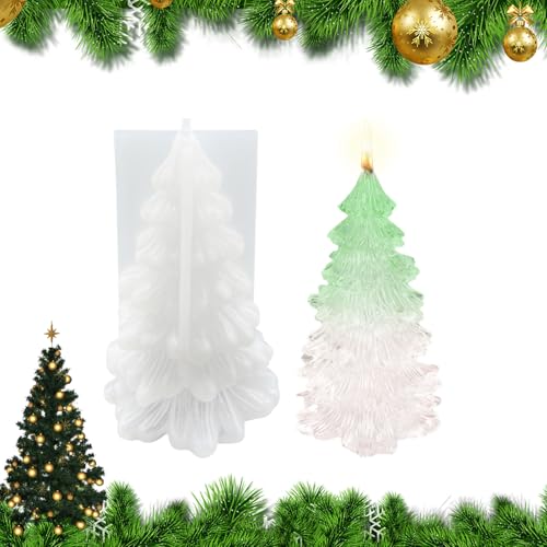 Zueyen Silikonformen Gießformen Weihnachten, Tannenbaum Kerzenform, Resin Silikon Form Für Duftkerzen, Ornamente, Geschenke (Dreidimensionaler Weihnachtsbaum B) von Zueyen