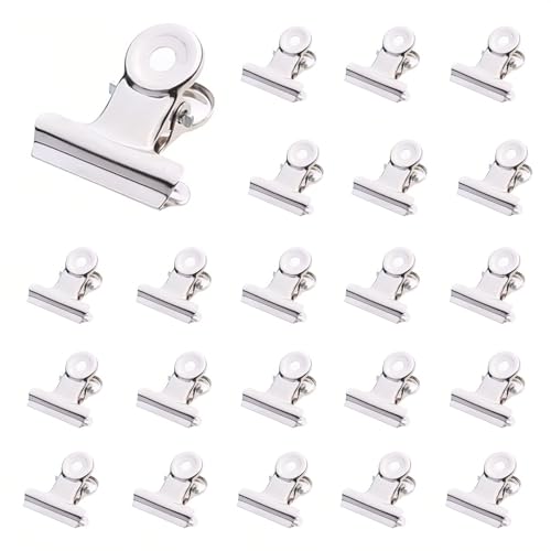 ZuiBestJia 60 Stück Kleine Metallscharnier Clips Silber 22mm,klammern Metall Bulldogge Büroklammern klemmen klein für Bilder, Fotos, Home und Bürobedarf von ZuiBestJia