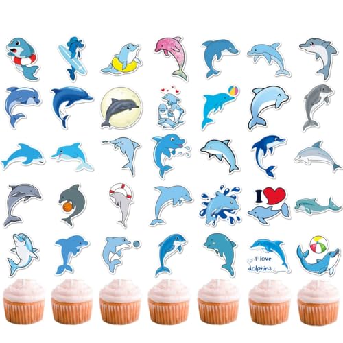 (2 in 1)50 Stück Kuchenaufsätze, Cupcake-Topper, Krankenpflege-Abschluss-Cupcake, medizinischer Rn-Doktor, Krankenschwester-Motto-Partyzubehör (dolphin) von Zuisytm