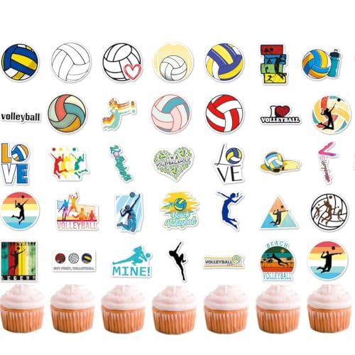 (2 in 1)50 Stück Kuchenaufsätze, Cupcake-Topper, Krankenpflege-Abschluss-Cupcake, medizinischer Rn-Doktor, Krankenschwester-Motto-Partyzubehör (volleyball) von Zuisytm