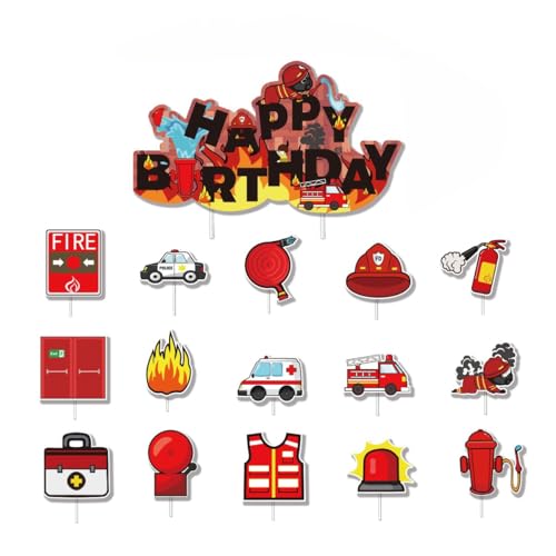 16 Stück Kuchenaufsätze, Cupcake-Topper, Krankenpflege-Abschluss-Cupcake, medizinischer Rn-Doktor, Krankenschwester-Motto-Partyzubehör (firetruck) von Zuisytm