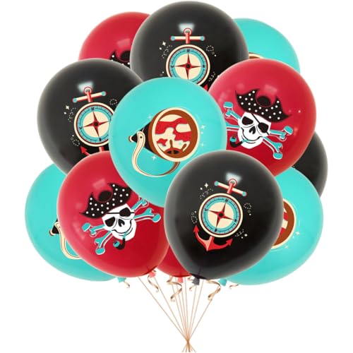 18 Stück 12 Zoll Piraten Luftballons Latex Luftballons für Geburtstag Piraten Thema Party Dekorationen (pirate) von Zuisytm