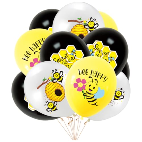 18 Stück 12 Zoll Biene Luftballons Bee Happy Balloons Latex Luftballons Schwarz Weiß Gelb Luftballons Für Geburtstag Party Biene Party Baby Dusche Dekorationen (Biene) von Zuisytm