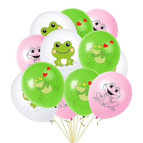 24 Stück 12 Zoll Frosch Luftballons Niedlicher Frosch Latex Luftballons Weiß Grün Rosa Luftballons Für Geburtstag Party Baby Dusche Kindergarten Dekorationen (Frosch) von Zuisytm