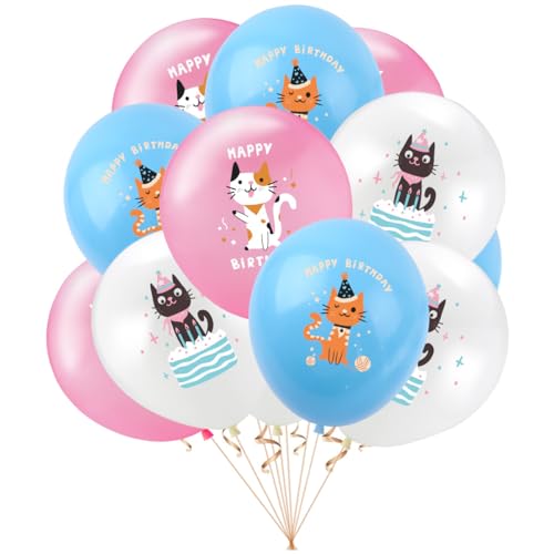 24 Stück 12 Zoll Katze Ballons Weiß Rosa Blau Latex Ballons Katze Geburtstag Ballons Für Geburtstag Party Dekoration (cat) von Zuisytm