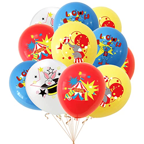 24 Stück 12 Zoll Zirkus Luftballons Kaninchen Elefant Latex Luftballons Rot Luftballons Für Geburtstag Baby Dusche Zirkus Thema Party Kindergarten Dekorationen (Zirkus) von Zuisytm