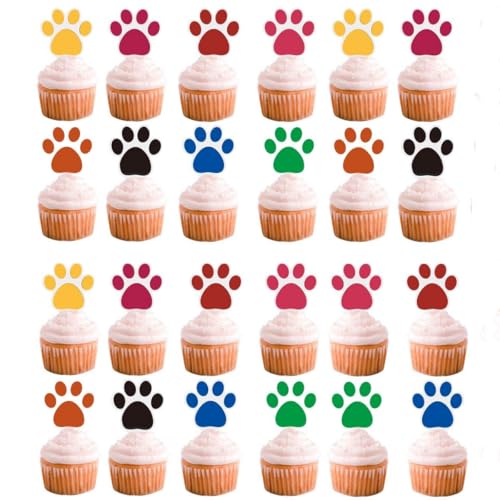 24 Stück Kuchenaufsätze, Cupcake-Topper, Krankenpflege-Abschluss-Cupcake, medizinischer Rn-Doktor, Krankenschwester-Motto-Partyzubehör (colorful dog paw) von Zuisytm