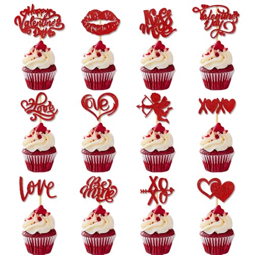 24 Stück Lover Cake Topper XOXO Cupcake Dekoration Valentinstag Party Supplies Verlobungsfeier liefert von Zuisytm