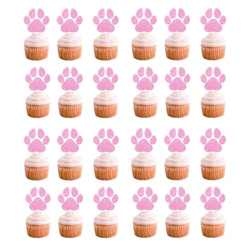 24 Stück Kuchenaufsätze, Cupcake-Topper, Krankenpflege-Abschluss-Cupcake, medizinischer Rn-Doktor, Krankenschwester-Motto-Partyzubehör (pink dog paw) von Zuisytm