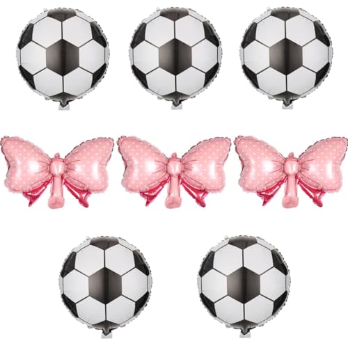 8 Stück Fußball-Ballon, 45,7 cm, Fußball-Folienballon, rosa Schleife, Ballon für Mädchen, Geburtstag, Fußballparty von Zuisytm