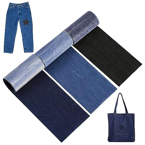 3 Rollen Jean Flicken zum Aufbügeln, 8 X 51cm Reparatur Patches Kleidung Selbstklebende Bügelflicken für Jeans Kleidung Lochreparatur und Dekoration(Dunkelblau, Hellblau, Schwarz) von Zulbceo