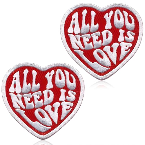 Zulbceo 2pcs “All You Need is Love" Lustiges Biker Patch Kompatibel mit Klett für Jacken Jeans Handtaschen zum Basteln Bügelbilder für Textilien Dekorative Bügelflicken Erwachsene Kinder von Zulbceo