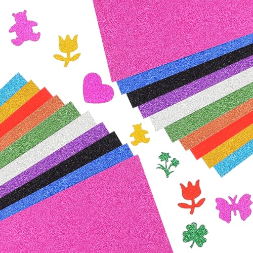 Zulbceo Glitzerpapier Basteln, 20 Blatt Bunt Glitzer Papier A4 20 Farben 250g/m² Glitterkarton zum Basteln und Gestalten,starkes Tonpapier für Papierbasteln, Kartenherstellung, Scrapbooking & Malerei von Zulbceo