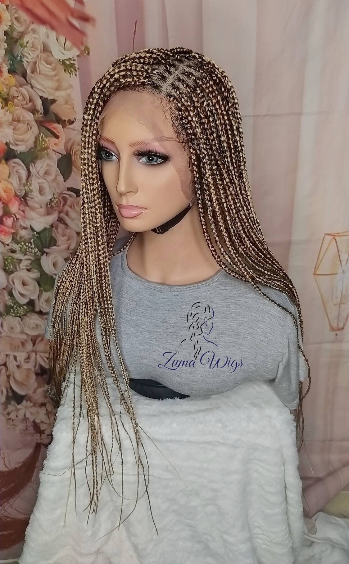 Full Lace/Lace Front Zopf, Blonde Mix Braid Perücke, Knotenlose Zöpfe, Schweizer Spitze Geflochtene Perücken Für Schwarze Frauen, Brötchen von ZumaWigs