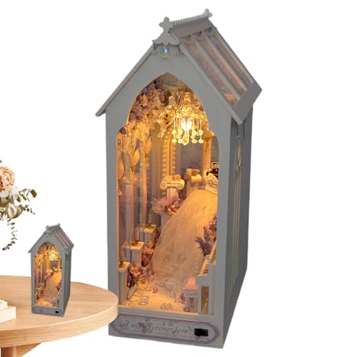 Zunetsutock Book Nook Decor - Haus Modellbau Kit - 3D Holzpuzzle Buchstütze für Desktop Bücherregal, Dekorative Buchecke mit LED-Licht Zunetsutock Book Nook Decor - Haus Modellbau Kit - 3D Holzpuzzle Buchstütze für Desktop Bücherregal, Dekorative Buchecke mit LED-Licht von Zunetsutock