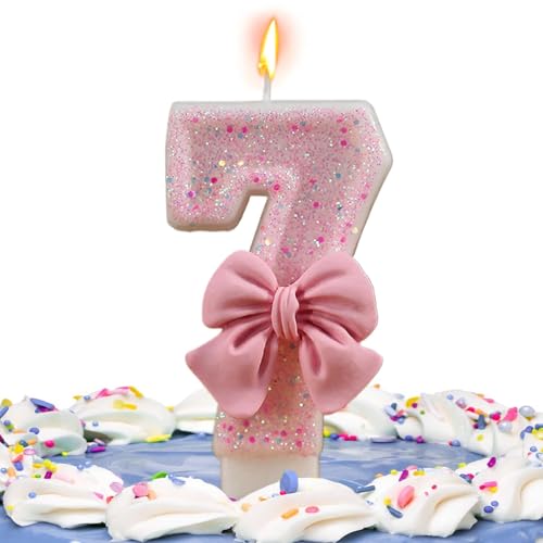 Bougies d'anniversaire pour gâteau - Bougie numéro d'anniversaire avec nœud rose | Décoration de fête élégante, bougies numériques parfaites pour célébrer les anniversaires et les événements spéciaux von Zunishaone