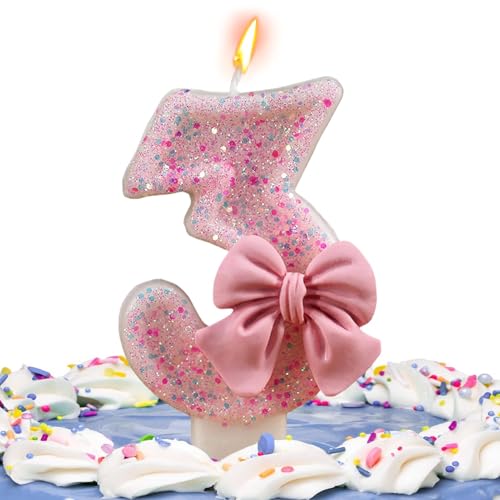 Bougies d'anniversaire pour gâteau - Bougie numéro d'anniversaire avec nœud rose | Décoration de fête élégante, bougies numériques parfaites pour célébrer les anniversaires et les événements spéciaux von Zunishaone