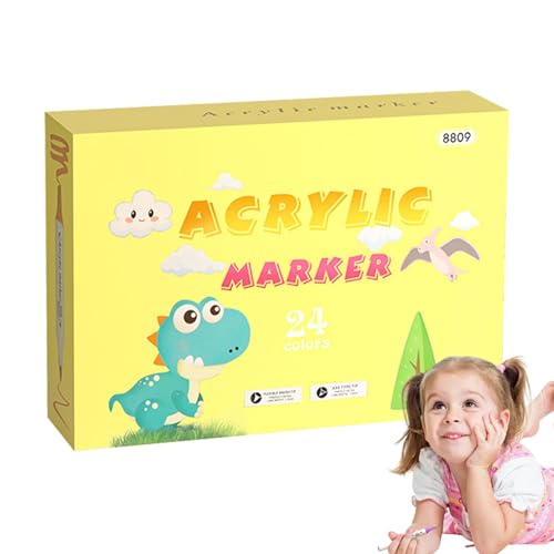 Zunishaone Acryllackstifte, Acrylstifte für Kinder | Permanent Acryllack Marker Marke | Wassermarker Graffiti Marker mit weicher Spitze Schnell trocknend von Zunishaone