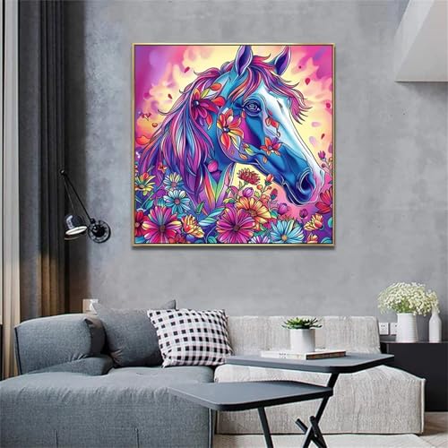 Blume Seepferdchen Diamant Painting Bilder für Erwachsene Anfänger,5D Diamond Painting Set,DIY Round Vollbohrer Diamanten Malerei Stickerei Malen nach Zahlen Kreuzstich Home Dekor 60x60cm von Zuooyi