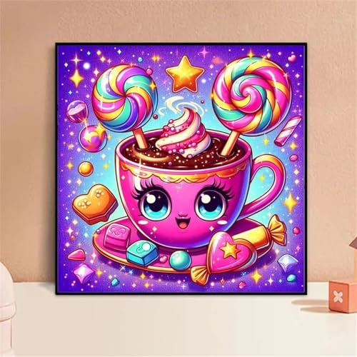 Cartoon-Süßigkeiten Diamant Painting Bilder für Erwachsene Anfänger,5D Diamond Painting Set,DIY Square Vollbohrer Diamanten Malerei Stickerei Malen nach Zahlen Kreuzstich Home Dekor 100x100cm von Zuooyi