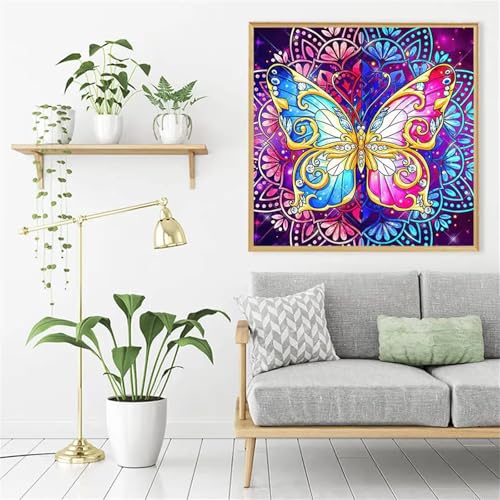 Goldener Schmetterling Diamant Painting Bilder für Erwachsene Anfänger,5D Diamond Painting Set,DIY Round Vollbohrer Diamanten Malerei Stickerei Malen nach Zahlen Kreuzstich Home Dekor 90x90cm von Zuooyi