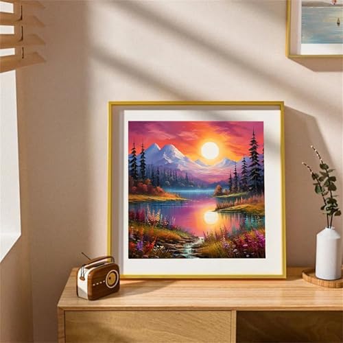 Landschaft Sonnenuntergang Diamant Painting Bilder für Erwachsene Anfänger,5D Diamond Painting Set,DIY Square Vollbohrer Diamanten Malerei Stickerei Malen nach Zahlen Kreuzstich Home Dekor 60x60cm von Zuooyi