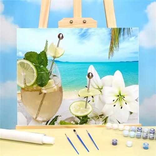 Malen nach Zahlen Kits Ozean, DIY Handgemalt Ölgemälde Kit für Kinder Anfänger und Erwachsene, Obst Digitales DIY Ölgemälde Set mit Pinseln und Acrylfarbe, Ohne Rahmen 45x60 cm von Zuooyi