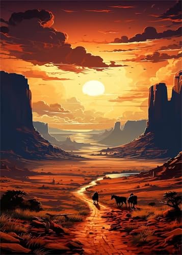 Malen nach Zahlen Kits Sonnenuntergangslandschaft, DIY Handgemalt Ölgemälde Kit für Kinder Anfänger und Erwachsene, Ohne Rahmen Digitales DIY Ölgemälde Set mit Pinseln und Acrylfarbe, 45x60cm von Zuooyi