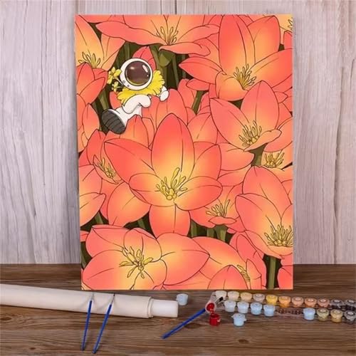 Malen nach Zahlen Kits Tiere, DIY Handgemalt Ölgemälde Kit für Kinder Anfänger und Erwachsene, Blumen Digitales DIY Ölgemälde Set mit Pinseln und Acrylfarbe, Ohne Rahmen 45x60 cm von Zuooyi