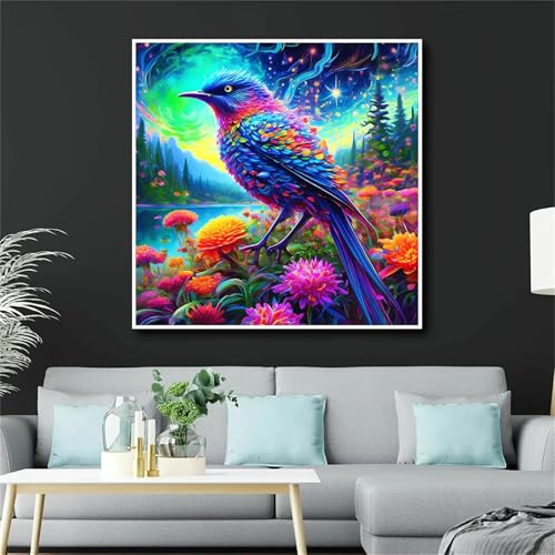 Sternenhimmel Vogel Diamant Painting Bilder für Erwachsene Anfänger,5D Diamond Painting Set,DIY Square Vollbohrer Diamanten Malerei Stickerei Malen nach Zahlen Kreuzstich Home Dekor 100x100cm von Zuooyi