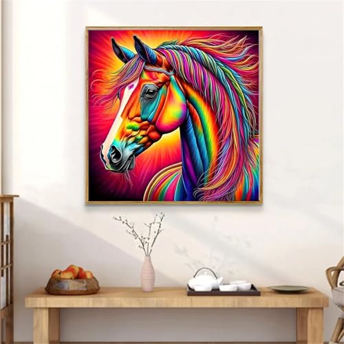 Tier Pferd Fantasie Diamant Painting Bilder für Erwachsene Anfänger,5D Diamond Painting Set,DIY Round Vollbohrer Diamanten Malerei Stickerei Malen nach Zahlen Kreuzstich Home Dekor 80x80cm von Zuooyi