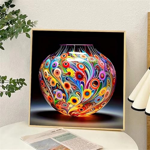 Vase Diamant Painting Bilder für Erwachsene Anfänger,5D Diamond Painting Set,DIY Round Vollbohrer Diamanten Malerei Stickerei Malen nach Zahlen Kreuzstich Geschenke Home Wand Dekor 100x100cm von Zuooyi