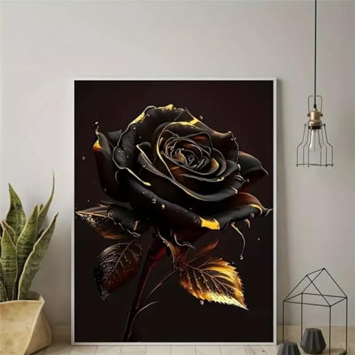 Zuooyi 5D Diamond Painting Erwachsene Blume, DIY Diamant Painting Bilder Schwarze Rose, Embroidery Pictures Arts Crafts for Beginner Set for Wall Decoration Square Drill,40x70cm von Zuooyi