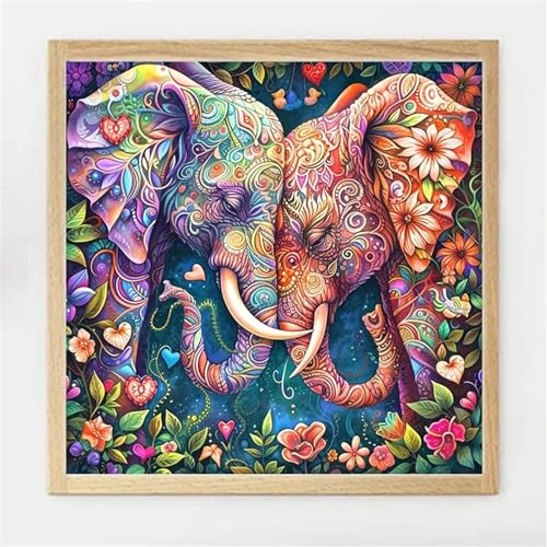 Zuooyi Diamond Painting Erwachsene 5D Elefantenpaar 100x100cm Diamant Painting Bilder Anfänger Strass Diamant Kunst Kits,DIY Square Full Drill Stickerei Diamant Arts Malerei für Home Wanddekoration von Zuooyi