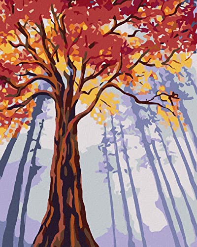 Zuty 1047172, Malen nach Zahlen-GROßER HERBSTBAUM 80x100 cm ohne Keilrahmen von Zuty