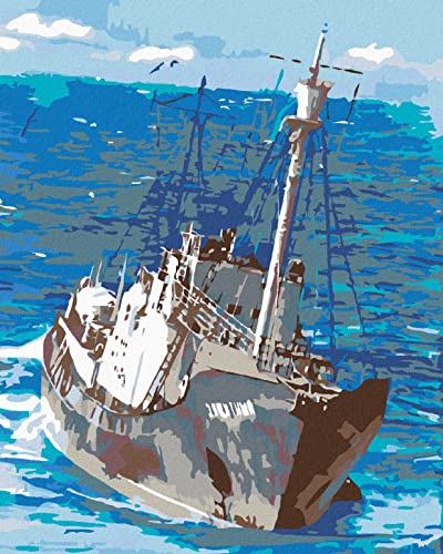 Zuty 1199202, Malen nach Zahlen-FISCHERBOOT AM Meer 80x100 cm ohne Keilrahmen von Zuty