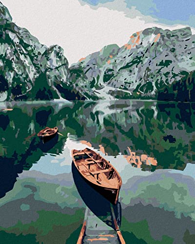 Zuty 1295230, Malen nach Zahlen-FLACHBOOT AUF DEM See IN DEN Bergen 40x50 cm ohne Keilrahmen von Zuty