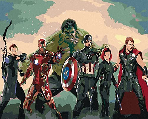 Zuty 1418243, Malen nach Zahlen-Avengers Assemble 80x100 cm mit Keilrahmen (bereits gespannt) von Zuty