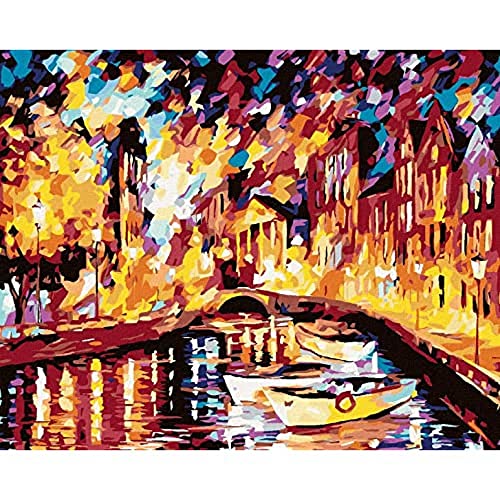 Zuty 2183211, Malen nach Zahlen-Boote IN VENEDIG 40x50 cm mit Keilrahmen (bereits gespannt) von Zuty