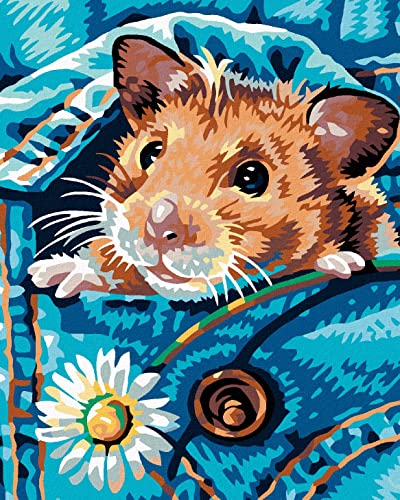 Zuty 564210, Malen nach Zahlen-Hamster MIT MARGERITE 40x50 cm ohne Keilrahmen von Zuty