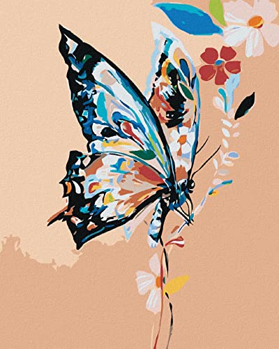 Zuty 646210, Malen nach Zahlen-BLUMIGER Schmetterling 40x50 cm ohne Keilrahmen von Zuty