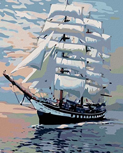 Zuty 890230, Malen nach Zahlen-GROßES SEGELBOOT 40x50 cm ohne Keilrahmen von Zuty