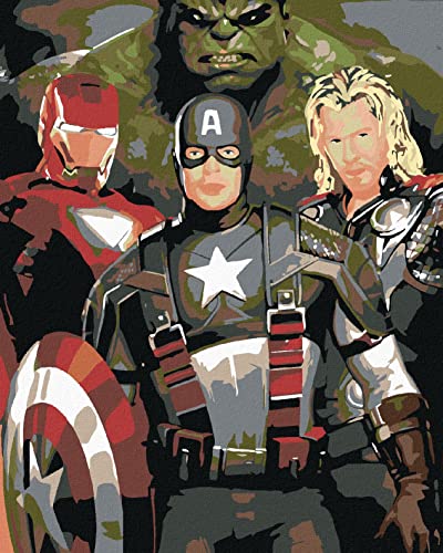 Zuty 989233, Malen nach Zahlen-Avengers 80x100 cm mit Keilrahmen (bereits gespannt) von Zuty