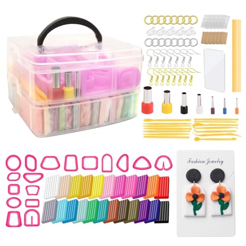 Ofenbackton – Polymer-Ton-Set | Ton 20 Farben | 110-teiliges Modelliermasse-Starterset Für Kinder | Back-Ton-Set Mit Modellierwerkzeugen | Im Ofen Gebackenes, Nicht Klebendes Modellierset Für Schmuck von Zvn Zojne