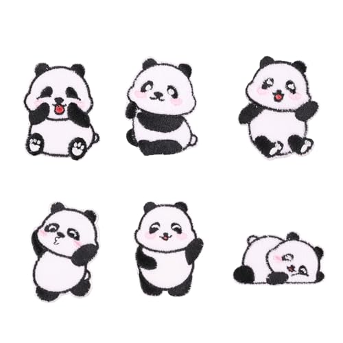 6 schöne Panda-Aufnäher, Stoffflicken, einfach anzubringen und zu entfernen, ohne Beschädigungen, ideal für kreative Bastelprojekte 6 schöne Panda-Aufnäher, Stoffflicken, einfach anzubringen und zu entfernen, ohne Beschädigungen, ideal für kreative Bastelprojekte von ZwaitL